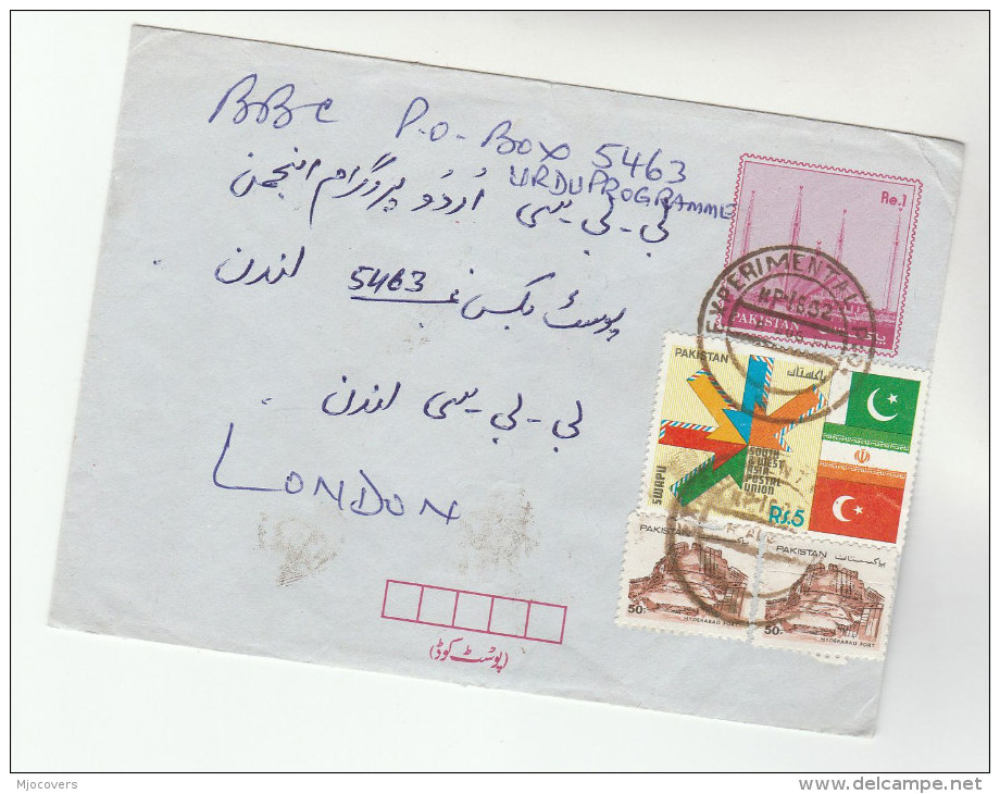 1991 PAKISTAN Stamps On UPRATED Postal STATIONERY COVER  Pmk EXPERIMANETAL PO  KP 1832 To BBC London GB - Pakistan