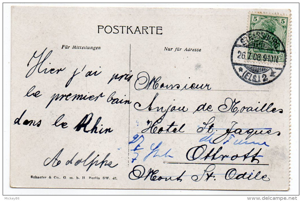 STRASBOURG--1908--Klein Frankreich  éd  Schaefer & Co  G M B H  Berlin SW 48---Beau Cachet STRASBURG Cpa Allemande - Strasbourg