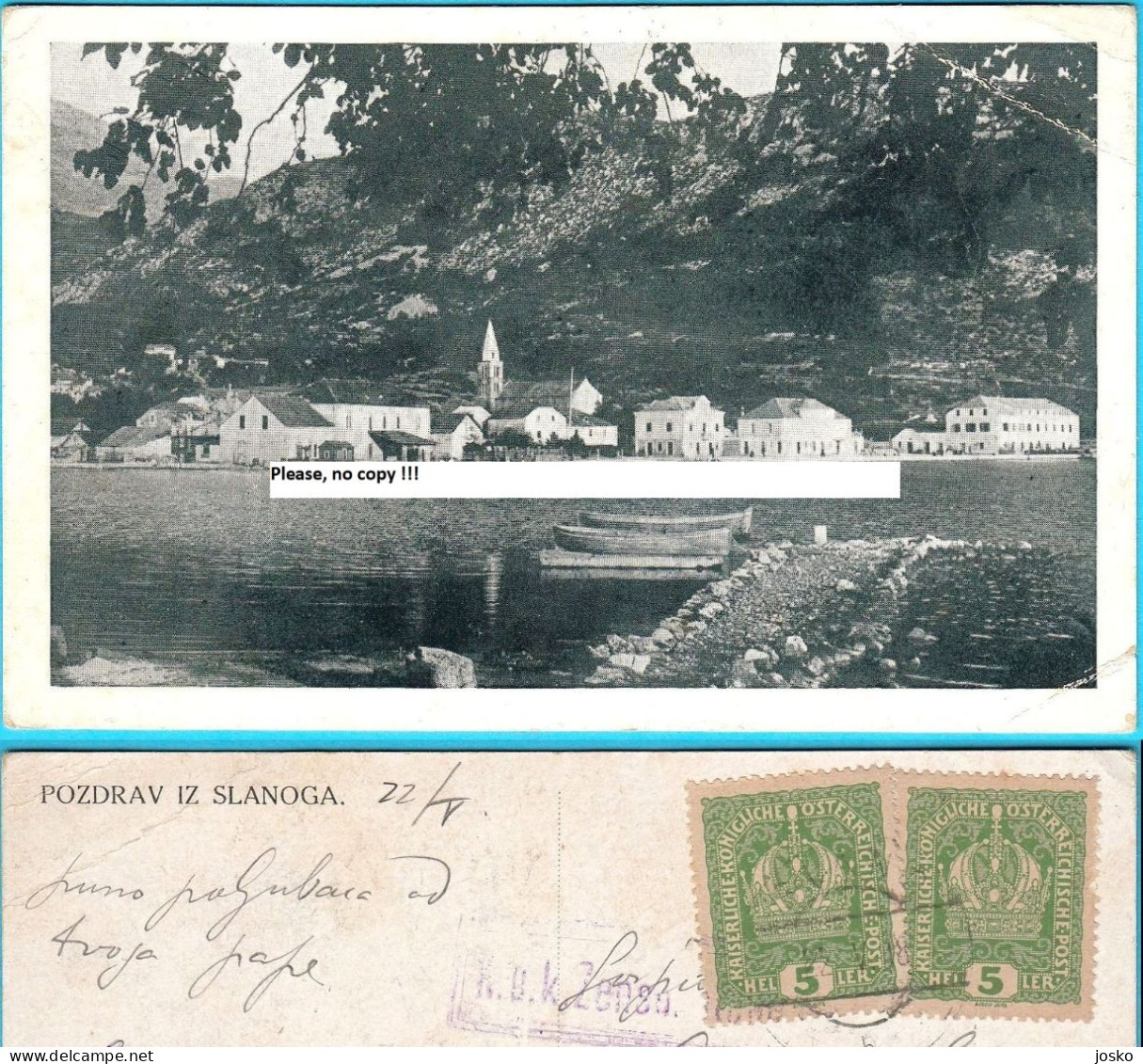 SLANO Near Dubrovnik (Croatia) * Travelled 1918. * K.u.K. CENSURE - Croatia