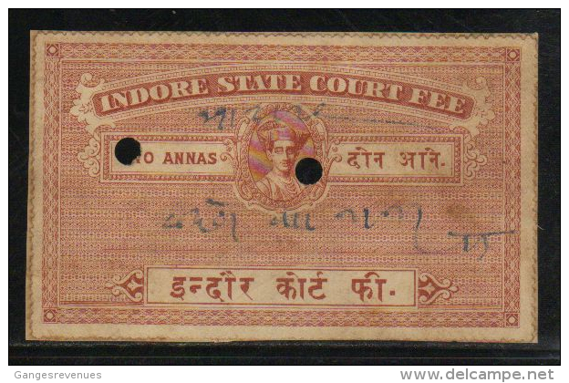 HOLKAR / INDORE  State  2A  Court Fee Type 14   # 87995 Inde Indien  India Fiscaux Fiscal Revenue - Holkar