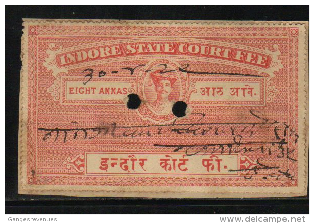 HOLKAR / INDORE  State  8A  Court Fee Type 10 # 87869 Inde Indien  India Fiscaux Fiscal Revenue - Holkar