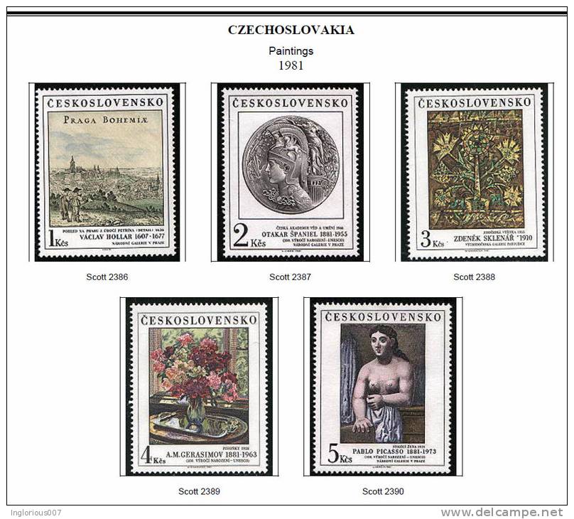 CZECHOSLOVAKIA STAMP ALBUM PAGES 1920-1992 (315 Color Illustrated Pages) - English