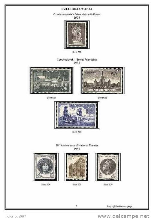 CZECHOSLOVAKIA STAMP ALBUM PAGES 1920-1992 (315 Color Illustrated Pages) - English