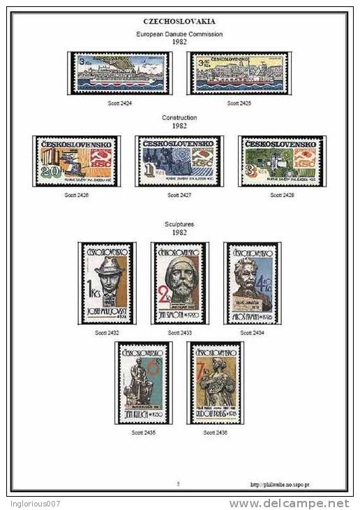 CZECHOSLOVAKIA STAMP ALBUM PAGES 1920-1992 (315 Color Illustrated Pages) - Inglese