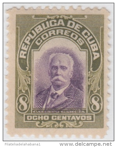 1910-90 CUBA 1910 REPUBLICA Ed.185 8c CALIXTO GARCIA NO GUM DISPLACED CENTER - Ongebruikt