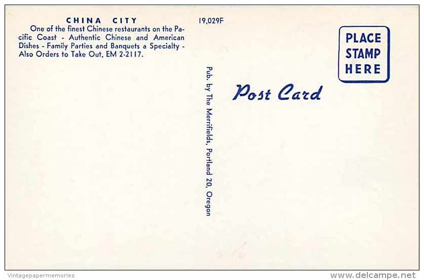 241167-Oregon, Portland, Chinese Garden Restaurant, Putnam's By Dexter Press No 9187-C - Portland