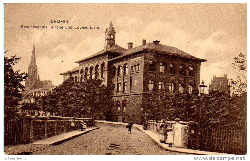 Demmin - S/w Knabenschule Kirche Und Louisenturm - Demmin