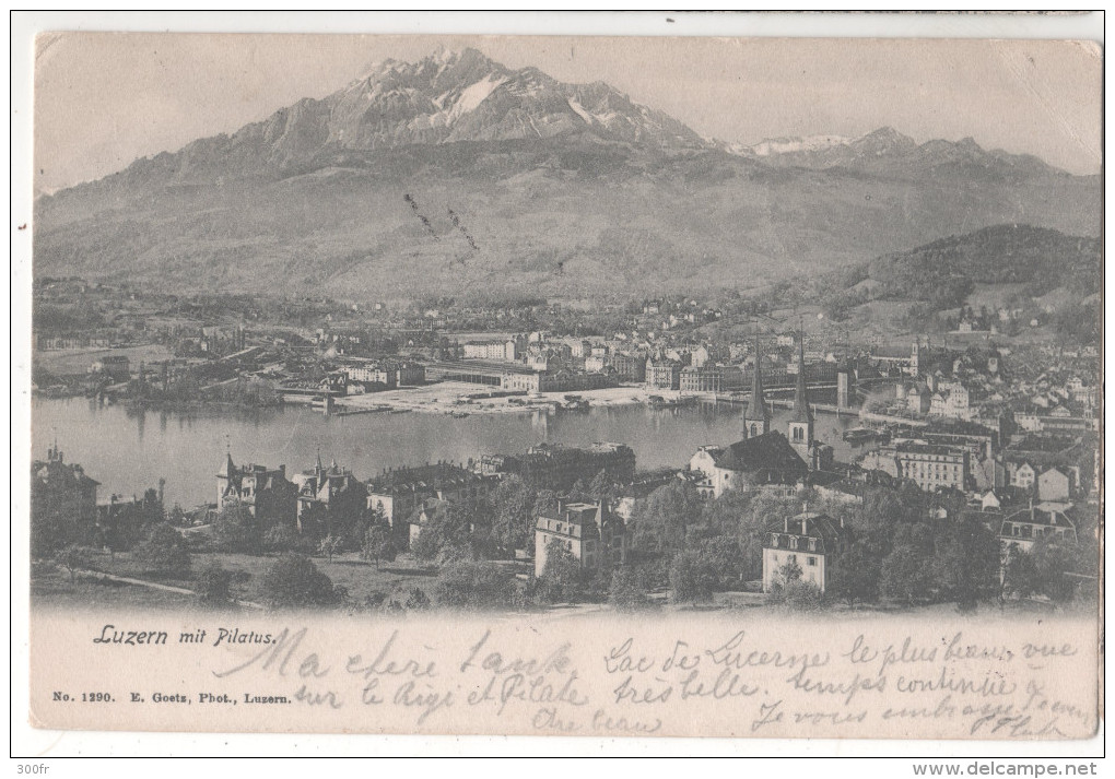 Switzerland CP BRIEFKAART Luzern Mit Pilatus Obliteration PLOMBIERES LES VOSGES LUZERN BRF EXP 1903 - Bière