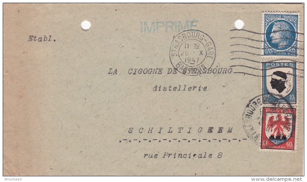 1947 LETTRE IMPRIME 2.00F STASBOURG  POUR SCHILTIGHEIM  / 6481 - Lettres & Documents