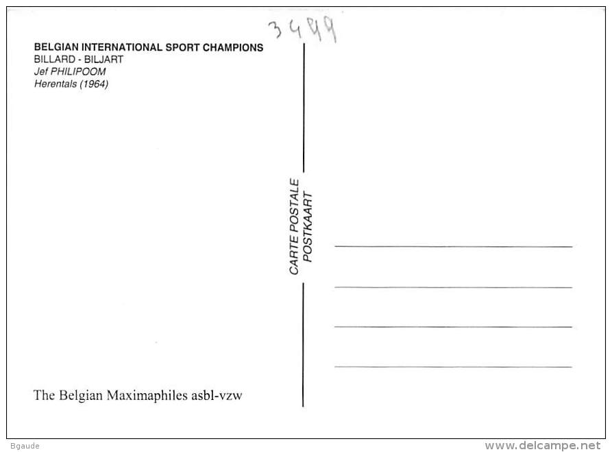 BELGIQUE CARTE MAXIMUM   NUM.YVERT  3499 SPORT BILLARD CHAMPIONNAT DU MONDE - 2001-2010