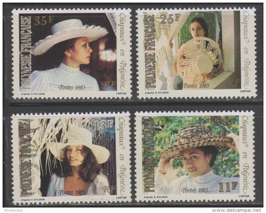 French Polynesia 1983 Traditional Hats Lady Hat Art Cultures Costumes Fashion Stamps MNH Sc 379 - 382 - Otros & Sin Clasificación