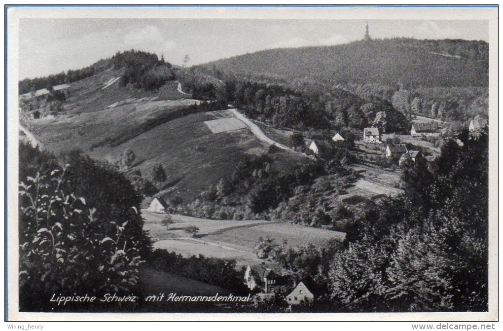 Detmold - S/w Lippische Schweiz Mit Hermannsdenkmal - Detmold