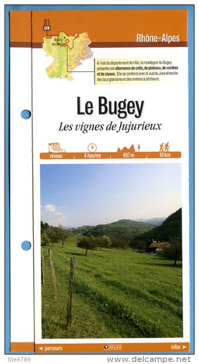 Fiche Dépliante Randonnées & Balades 01 Ain LE BUGEY Les Vignes De Jujurieux Rhone Alpes - Géographie
