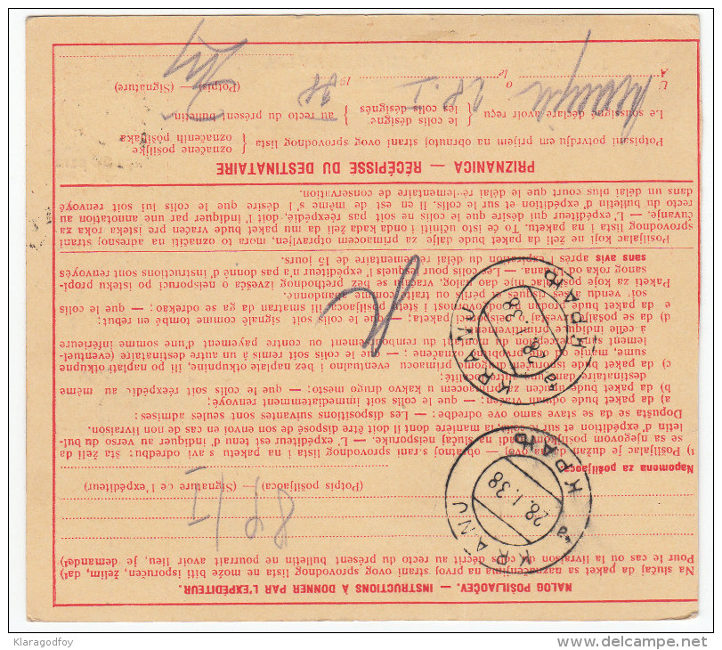 Yugoslavia Kingdom 1938 Sprovodni List - Parcel Card Ljubljana - Kranj B151120 - Covers & Documents