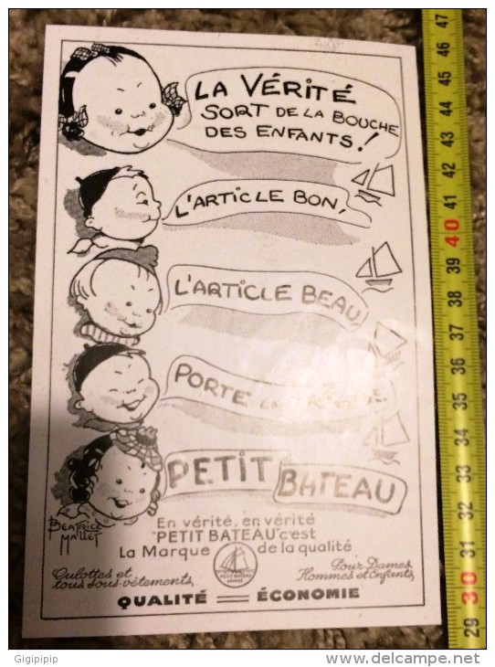 PUB PUBLICITE ANNEES 1910/1920 PETIT BATEAU ILLUSTRATION BEATRICE MALLET LA VERITE SORT DE LA BOUCHE DES ENFANTS - Collections