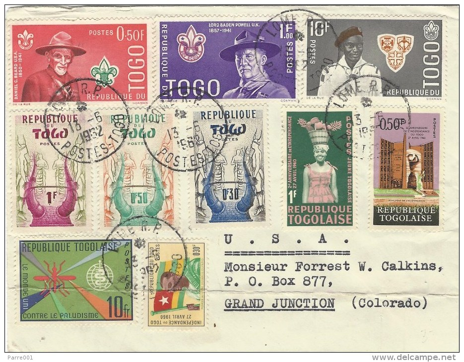 Togo 1962 Lome Scouting Baden Powell Flag Malaria Musquito Cover - Togo (1960-...)