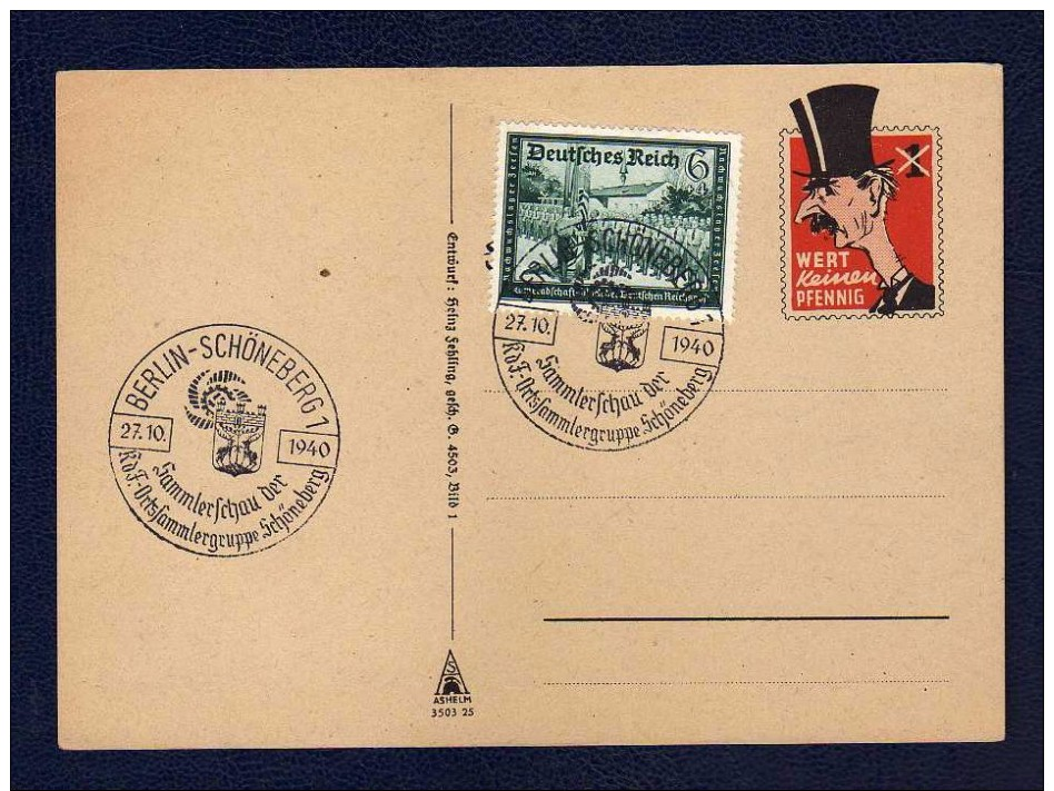 DR 1940, Feldpost - Spottkarte Roosevelt, SST KdF - Sammlergruppe Bln.- Schöneberg - Storia Postale