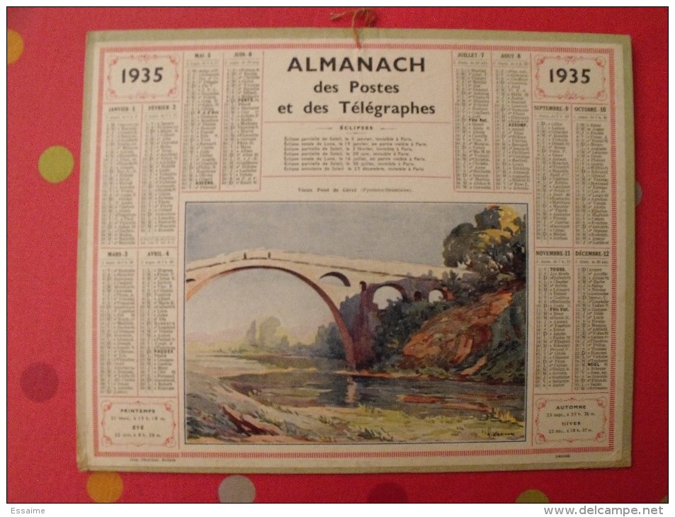 Almanach Des PTT. Mayenne Laval. Calendrier Poste, Postes Télégraphes.1935. Vieux Pont De Céret - Grand Format : 1941-60