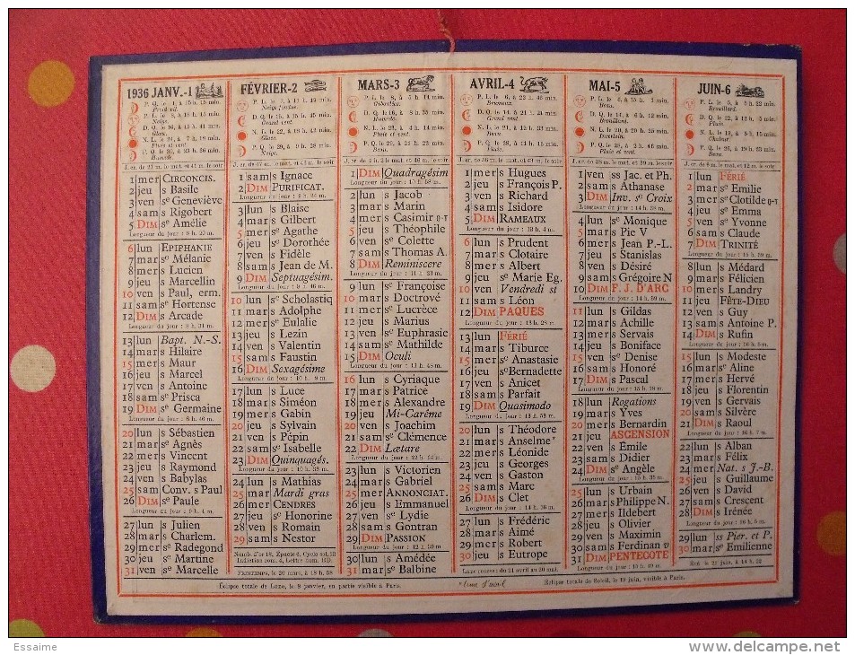 Almanach Des PTT.  Calendrier Poste, Postes Télégraphes.1936. - Grand Format : 1941-60