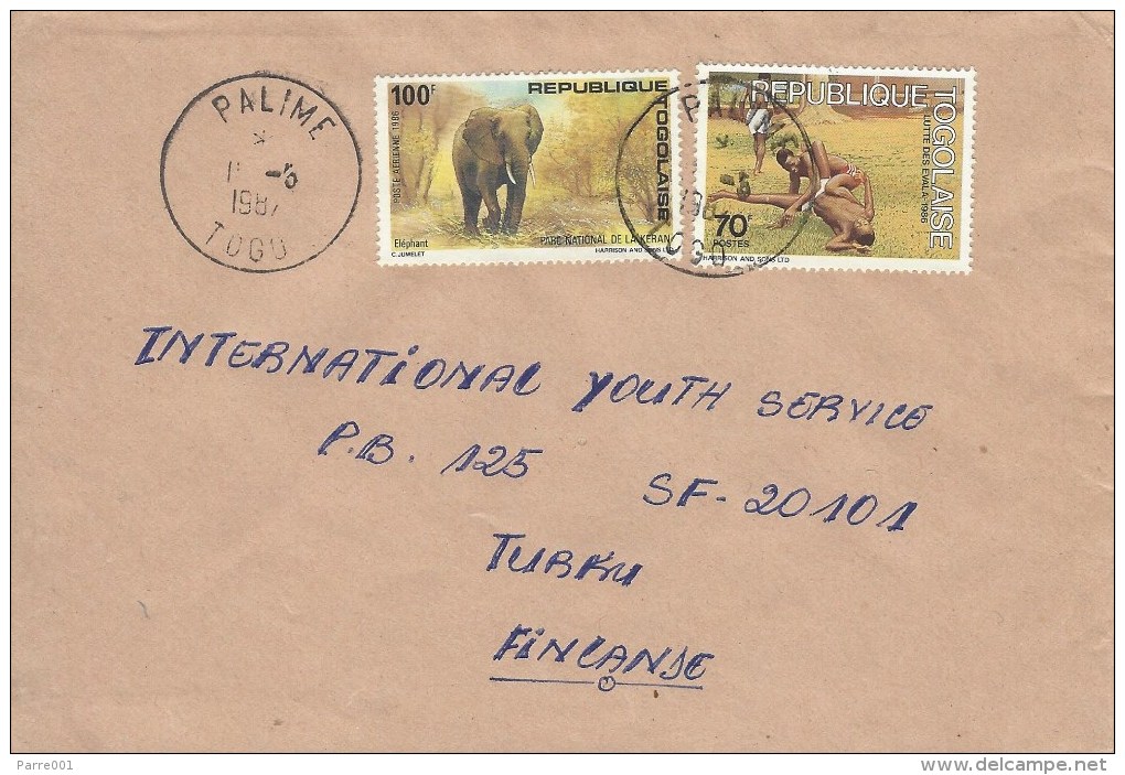 Togo 1987 Palime Elephant Traditional Wrestling Cover - Togo (1960-...)