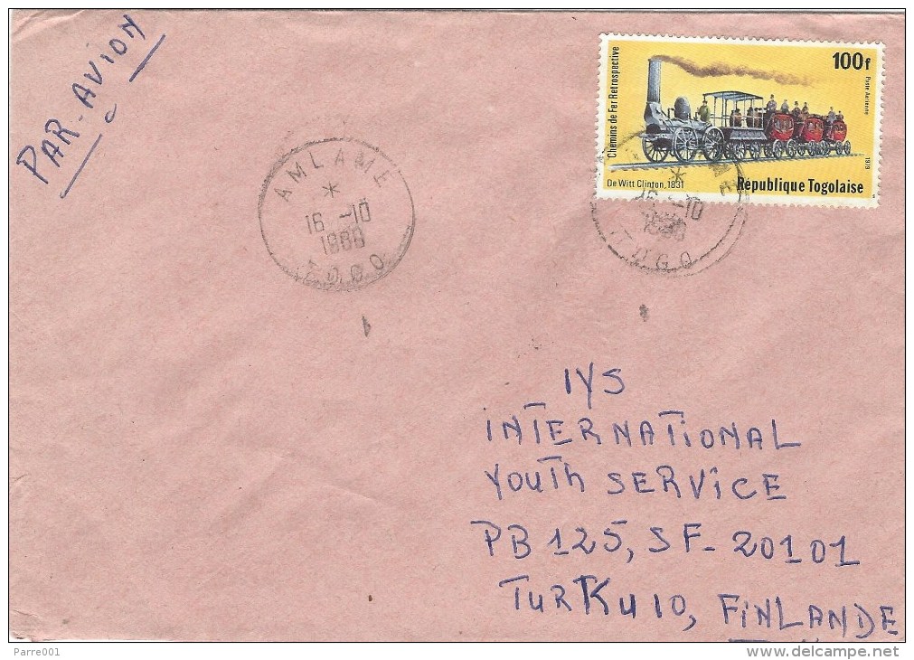 Togo 1980 Amlame De Witt Clinton Locomotive Steam Train Cover - Togo (1960-...)