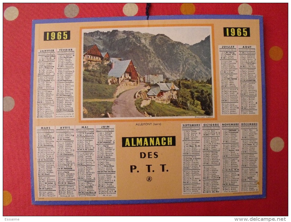 Almanach Des PTT. Mayenne Laval. Calendrier Poste, Postes Télégraphes.1965. Allemont Isère - Big : 1941-60