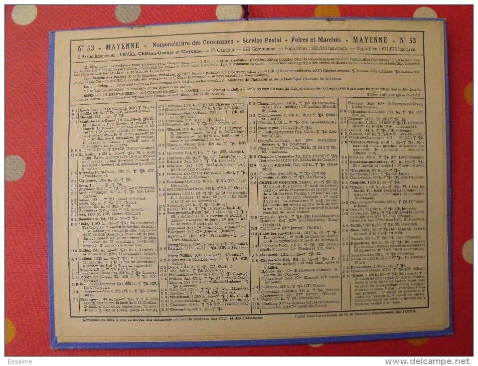 Almanach Des PTT. Mayenne Laval. Calendrier Poste, Postes Télégraphes.1965. Allemont Isère - Big : 1941-60