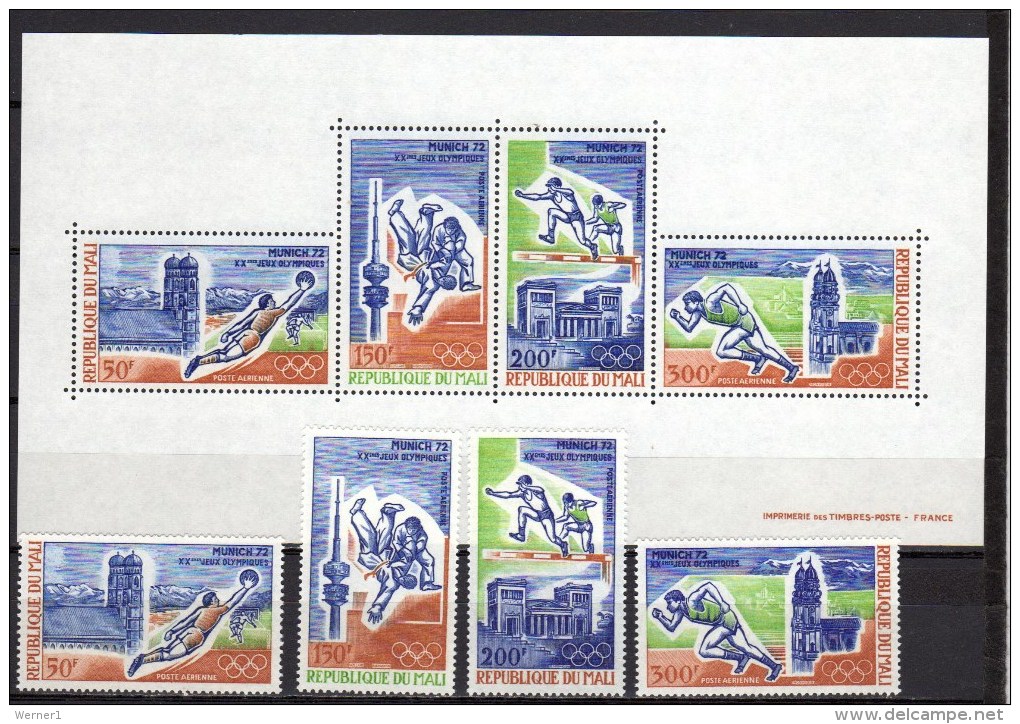 Mali 1972 Michel 316-319, Block 6 Olympic Games Munich, Football Soccer, Judo Etc. Set Of 4 + S/s MNH - Sommer 1972: München