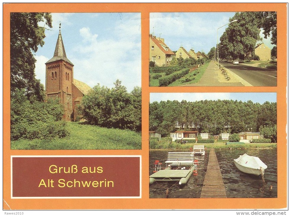 AK DDR 1988 Alt-Schwerin Kirche Boot - Schwerin