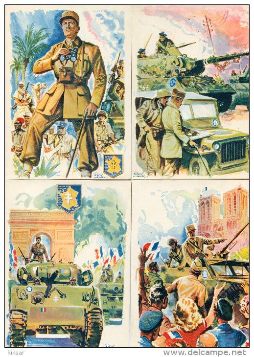GUERRE 1939_45(LECLERC) 4 CARTES - Guerre 1939-45
