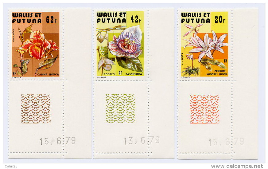 WALLIS ET FUTUNA - FLEURS - Y & T N°238 à 240 - SUPERBES COINS DATES 15.6.1979 - Unused Stamps