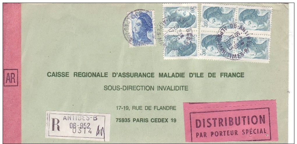 Bloc De 4 Liberté De Gandon Sur Lettre/152 - 1961-....