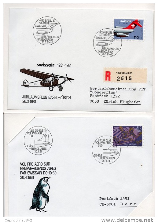 1981 - Suisse - PRO AERO - 50eme Anniversaire De La SWISSAIR. Collector Complet 5 Cartes - Sonstige & Ohne Zuordnung