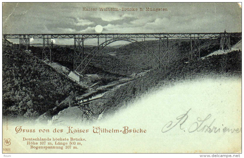 Kaiser Wilhelm-Brucke Bei Mungsten (pont Ferroviaire) Voyagée En 1898 - Solingen