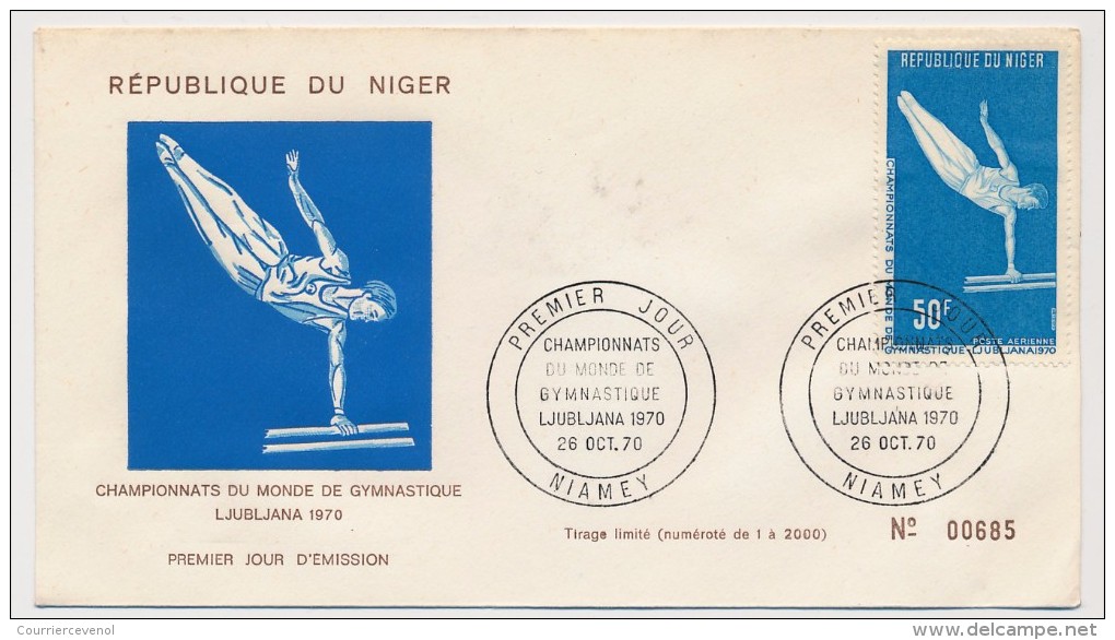 NIGER => 4 Enveloppes FDC => Championnats Du Monde De Gymnastique LJUBLJANA 1970 - NIAMEY - 26 Octobre 1970 - Níger (1960-...)