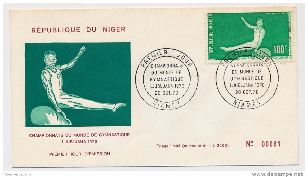 NIGER => 4 Enveloppes FDC => Championnats Du Monde De Gymnastique LJUBLJANA 1970 - NIAMEY - 26 Octobre 1970 - Níger (1960-...)