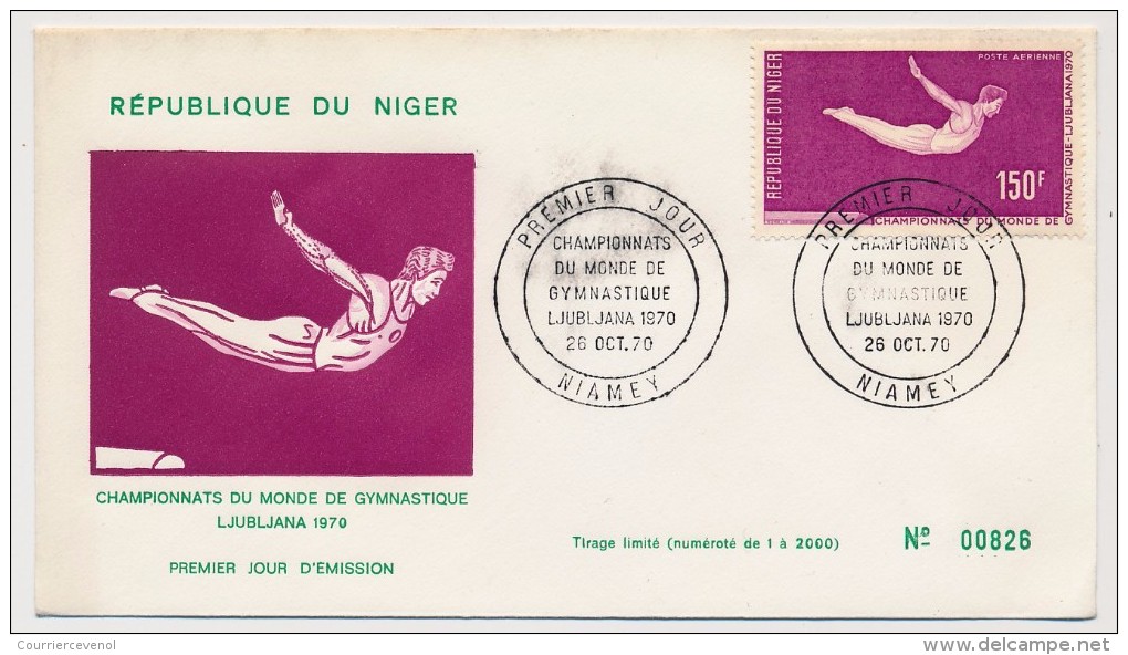 NIGER => 4 Enveloppes FDC => Championnats Du Monde De Gymnastique LJUBLJANA 1970 - NIAMEY - 26 Octobre 1970 - Níger (1960-...)