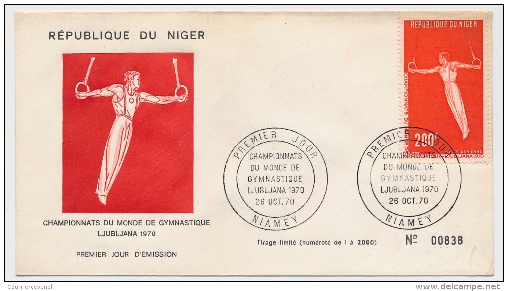 NIGER => 4 Enveloppes FDC => Championnats Du Monde De Gymnastique LJUBLJANA 1970 - NIAMEY - 26 Octobre 1970 - Níger (1960-...)