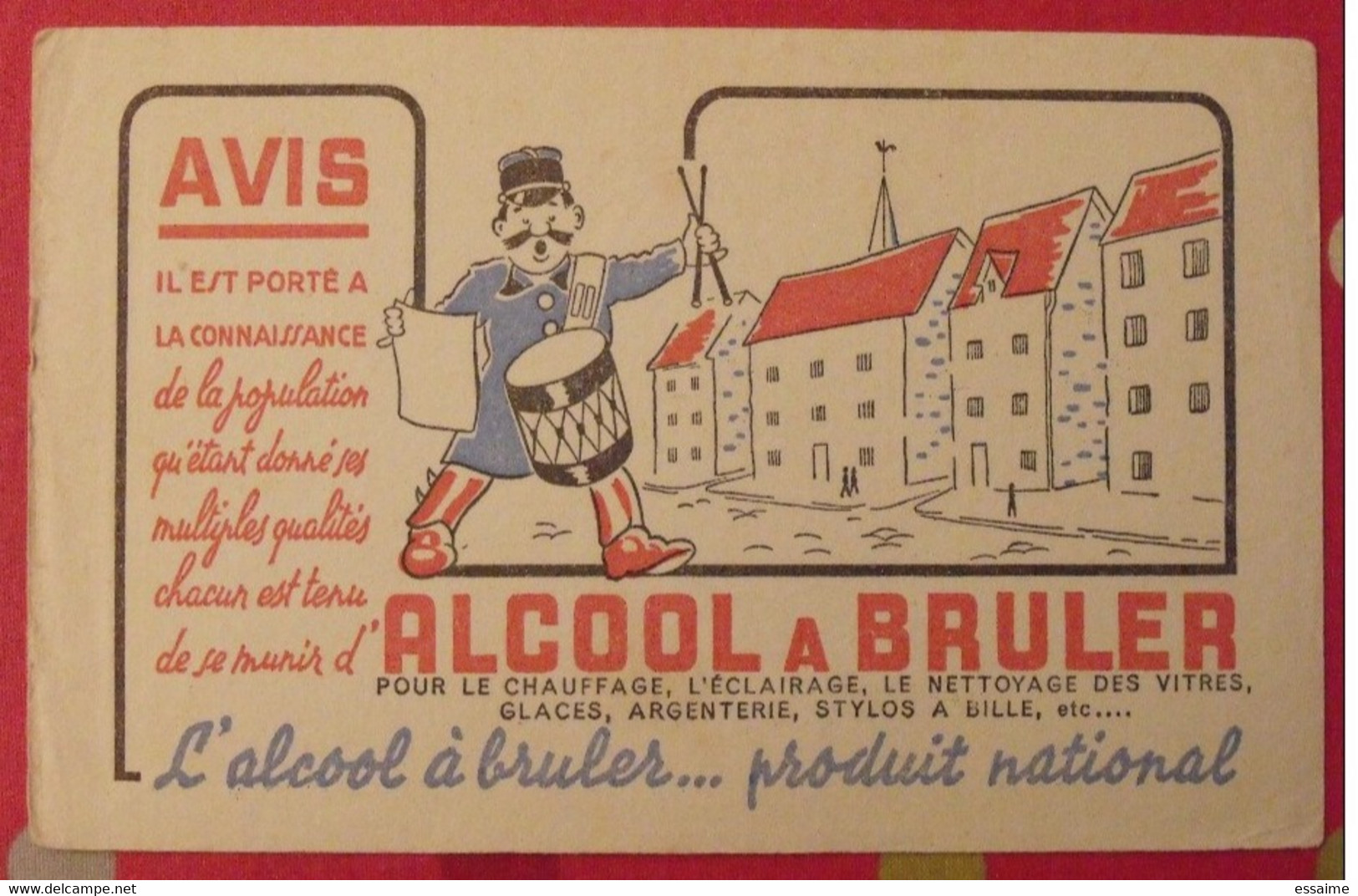 Buvard Alcool à Brûler... Produit National. Garde-champêtre. Vers 1950 - A