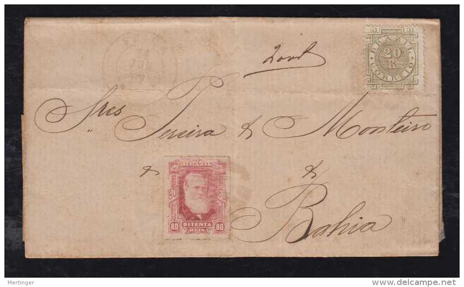 Brazil Brasil 1887 Cover 80R + 20R FEIRA To BAHIA - Briefe U. Dokumente