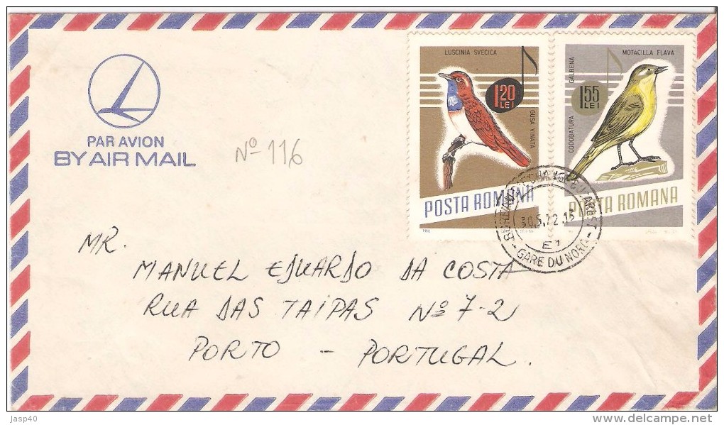 CARTA CIRCULADA DA ROMENIA PARA PORTUGAL - Storia Postale