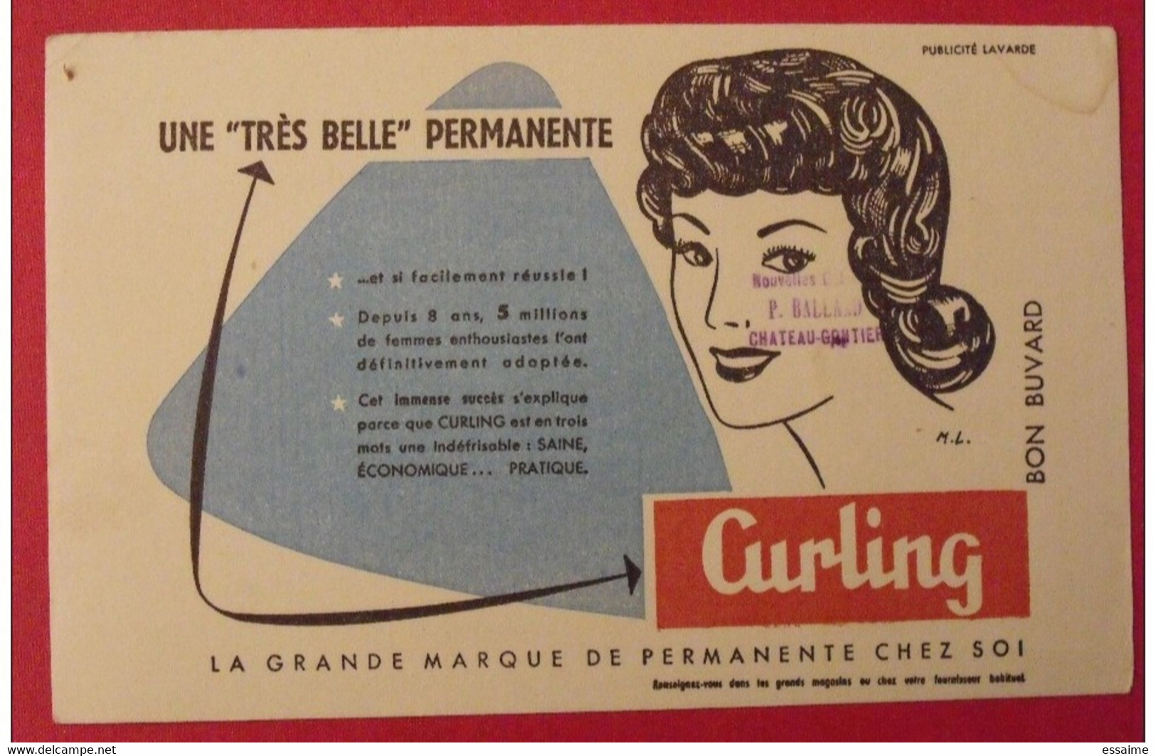 Buvard Curling. Une Très Belle Permanente. Coiffure. Vers 1950 - C