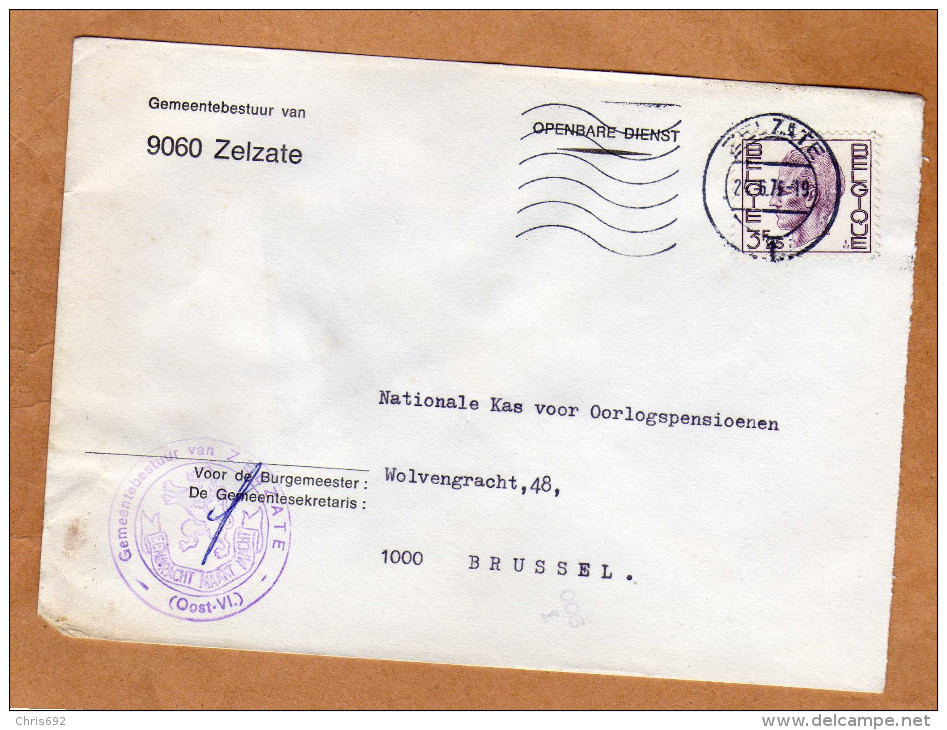 Enveloppe Brief Cover Gemeentebestuur Van Zelzate - Briefe U. Dokumente