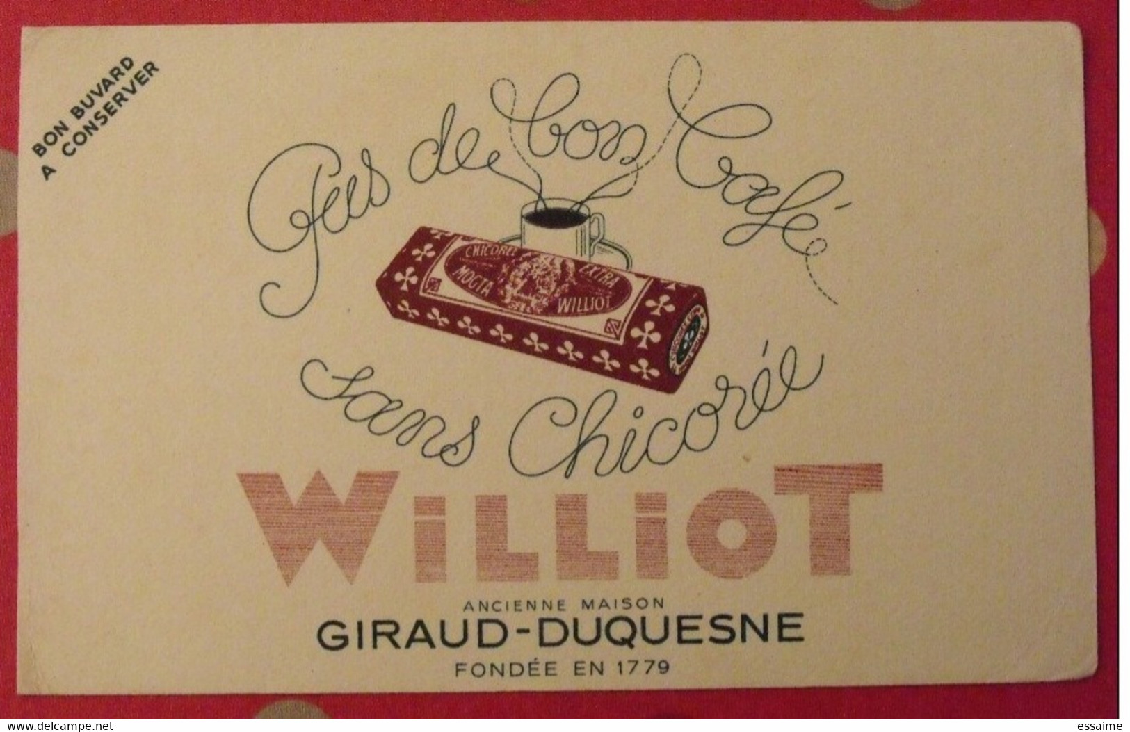 Buvard Chicorée Williot. Vers 1950 - Café & Thé