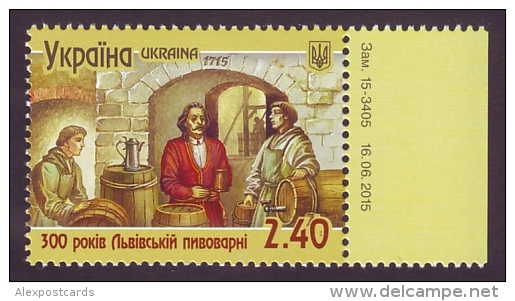 UKRAINE 2015. BEER PRODUCTION. 300th ANNIVERSARY OF LVIV BREWERY. Mi-Nr. 1509. MNH (**) - Ukraine