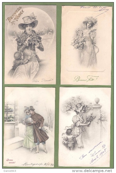 LOT 10 CPA - FINES ILLUSTRATIONS - BELLES CARTES FANTAISIES, POUR CERTAINES SIGNEES MICHERA - 1900-1949