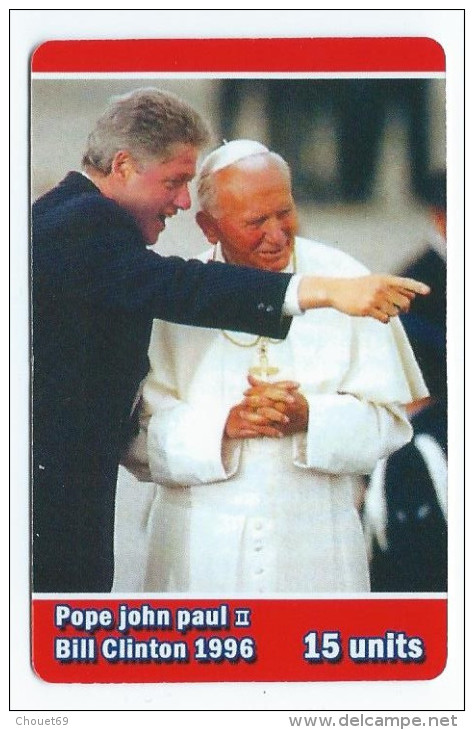 Pope Jean Paul II With Bill Clinton 1996 John Paul PApa Pape Papst - Personnages