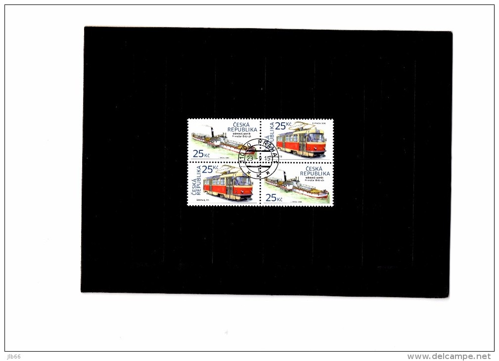 Bloc De 4 Timbres 2015 Tram Tatra T3 Et Bateau Vapeur Roues à Aube Diettrich - Gebruikt