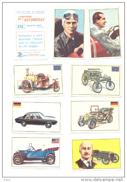 Lot 16 Chromos PANINI  Histoire De L' Automobile - Oldtimer- Pilote, Voiture (b178) - Autres & Non Classés