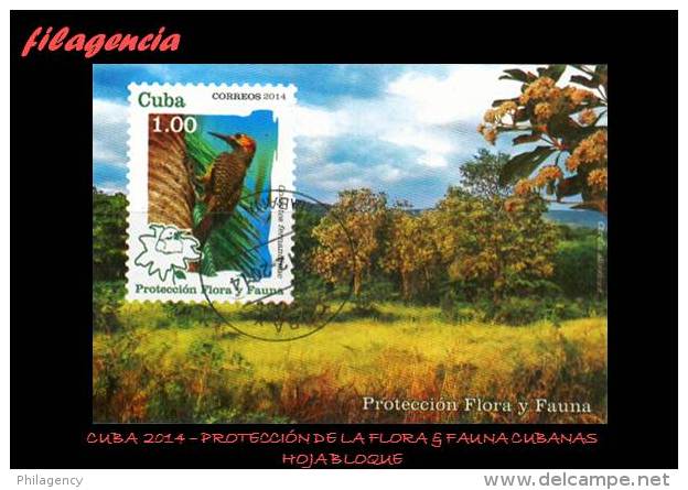 USADOS. CUBA. 2014-44 PROTECCIÓN DE LA FAUNA & FLORA CUBANAS. HOJA BLOQUE - Gebraucht